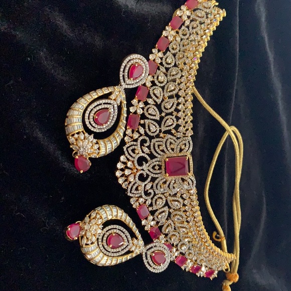 Stunning American diamond necklace in 1gm gold - Picture 4 of 7